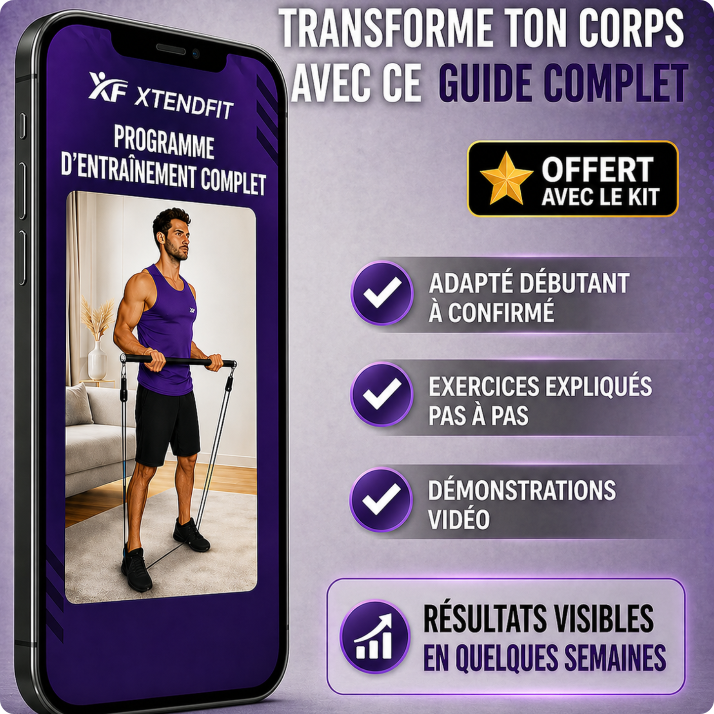 Kit de musculation avec élastiques de résistance